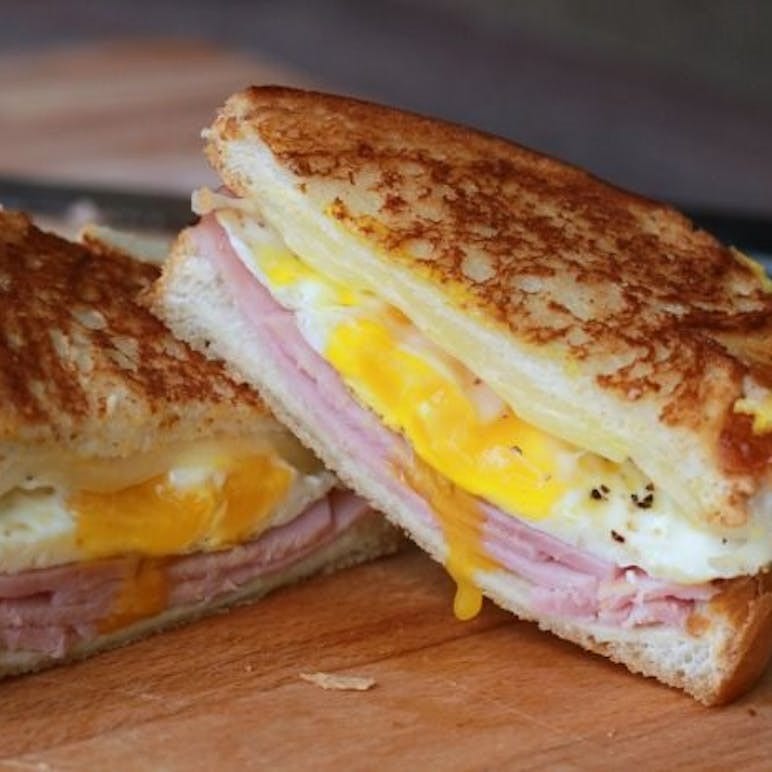 Ham, Bacon, Egg & Cheese on Toast.