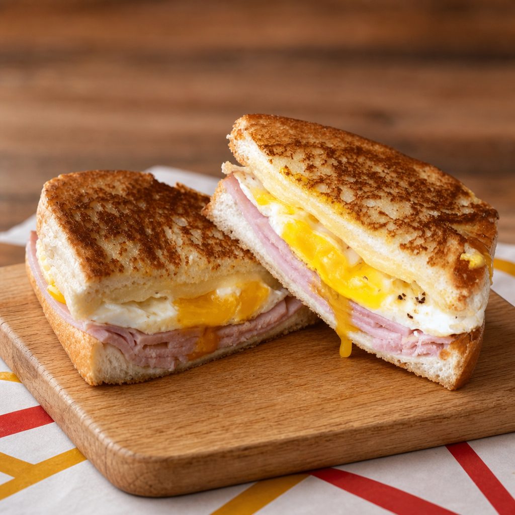 Ham, Bacon, Egg & Cheese on Toast.